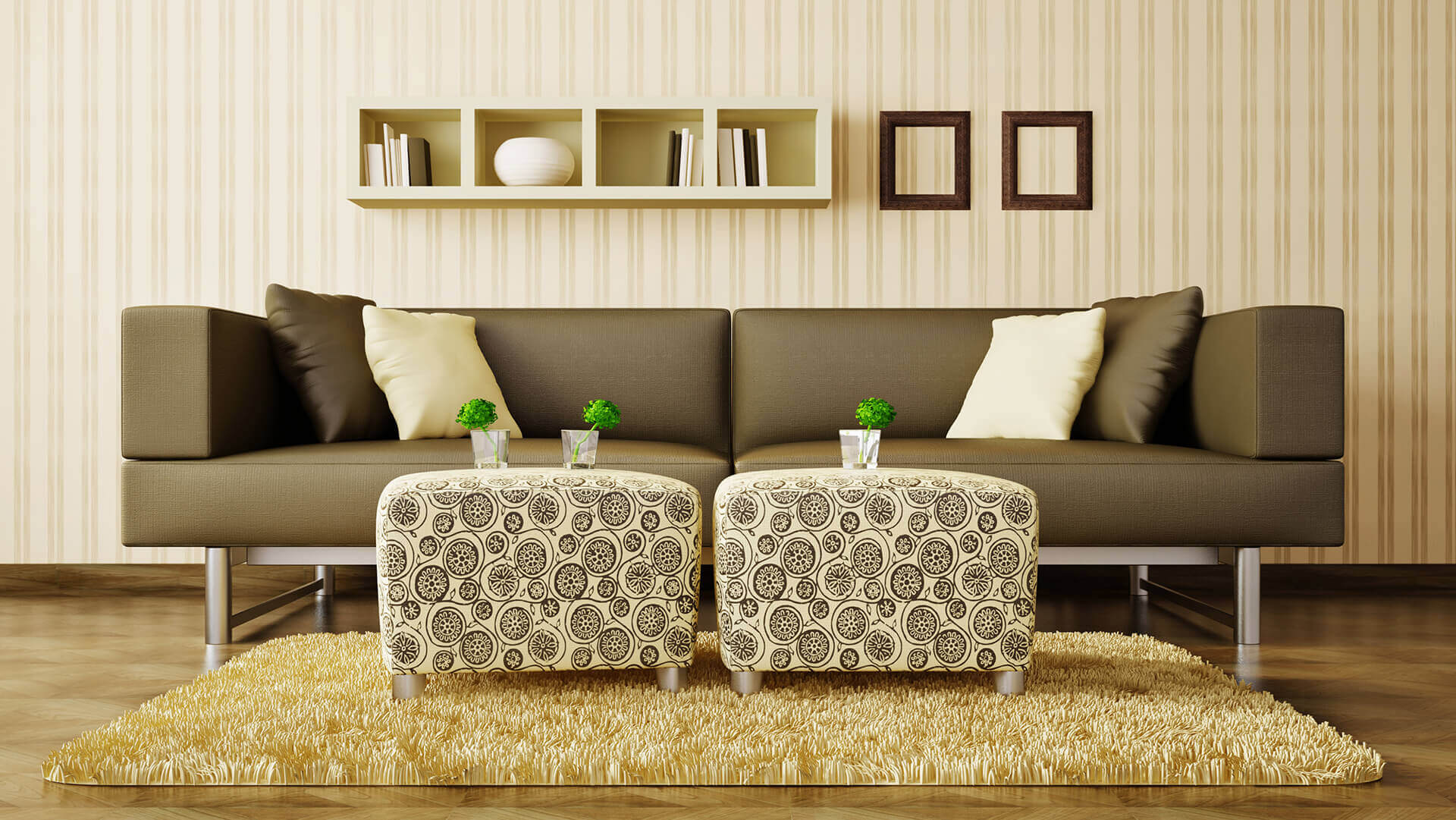 Gentle green footrest sofa