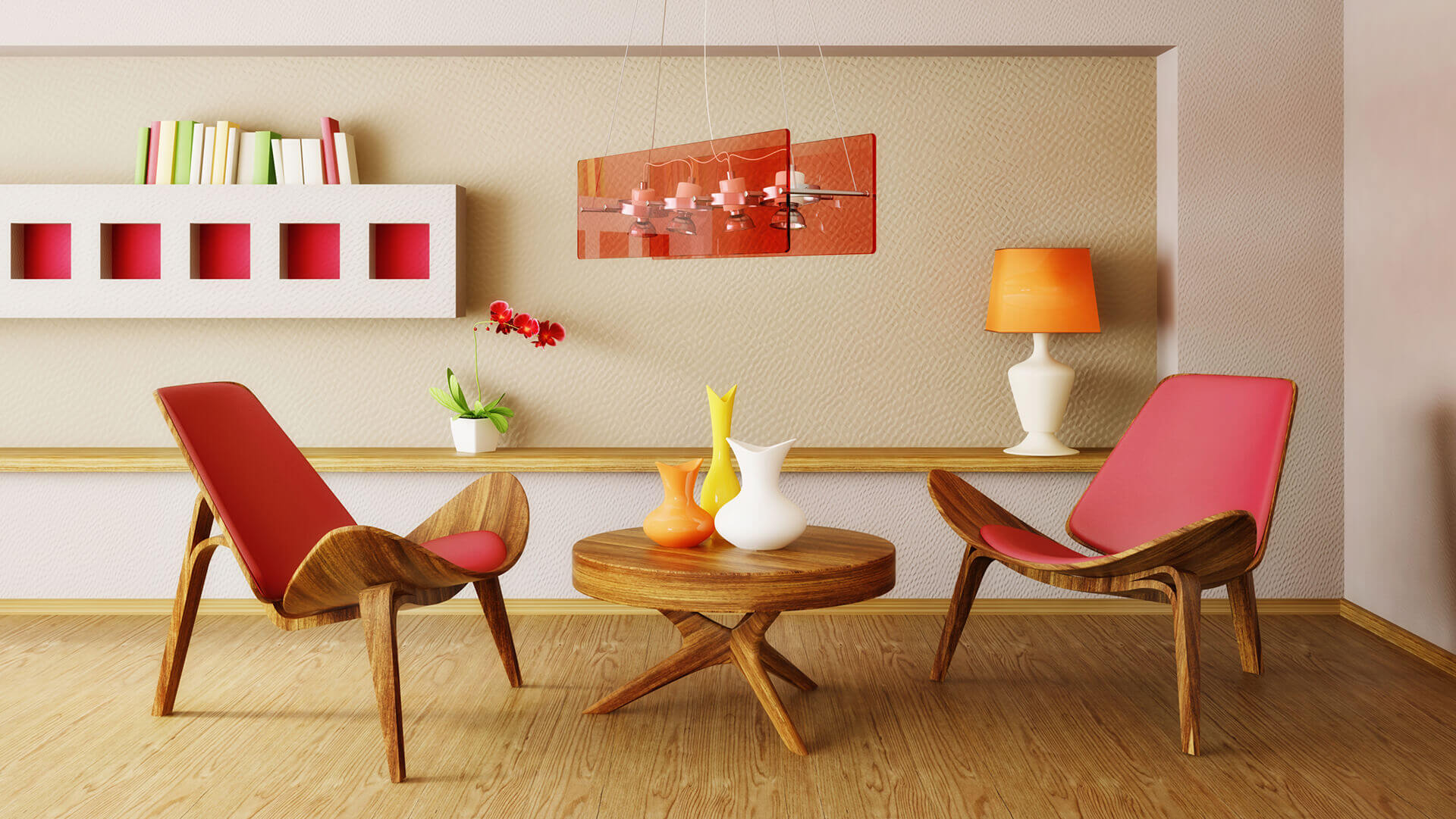 Beautiful pink reading room